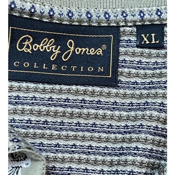 Bobby Jones Collection Men's XL Green Geo Print Short Sleeve 3 Button Golf Polo - Picture 3 of 9